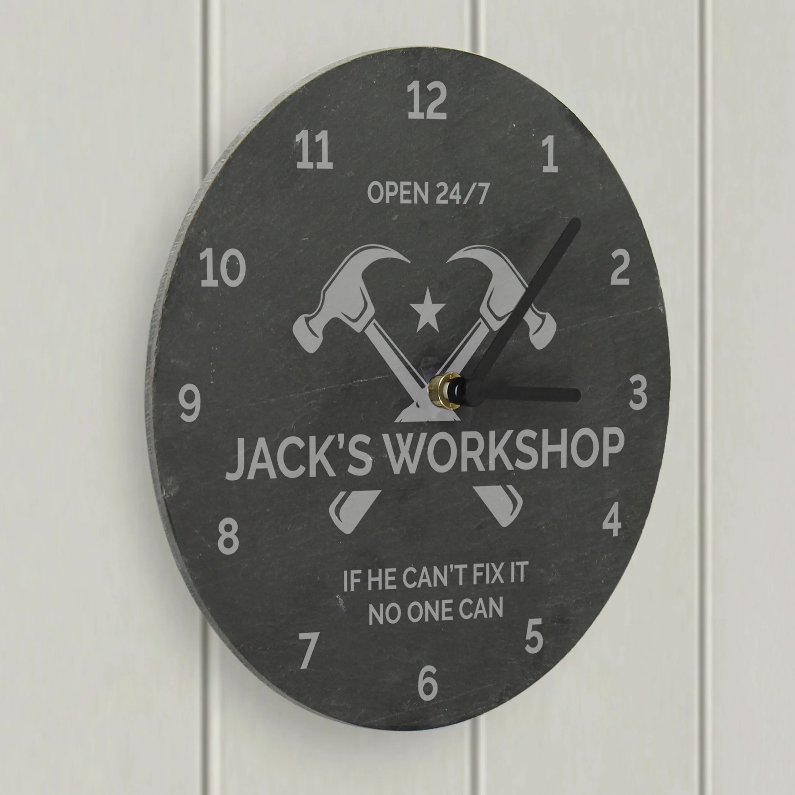 Personalised Any Message Hammers Motif Round Slate Wall Clock - Image 5
