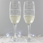 Personalised Any Message Celebration Pair of Glass Champagne Flutes