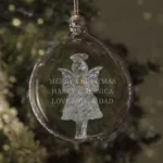Personalised Any Message Glass Christmas/Memorial Angel Bauble - Image 4