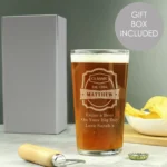 Personalised Any Message Classic Label Design Pint Glass - Image 2