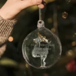 Personalised Any Message Glass Reindeer Christmas Bauble - Image 2