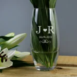 Personalised Monogram Initials Heart Motif Glass Bullet Vase