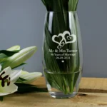 Personalised Any Message Love Hearts Motif Glass Bullet Vase