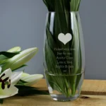 Personalised Any Message Heart Motif Glass Bullet Vase