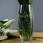 Personalised Any Message 'Love' Heart Motif Glass Bullet Vase