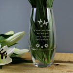 Personalised Any Message Butterflies & Flowers Design Glass Bullet Vase