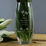 Personalised Any Message Butterflies & Flowers Design Glass Bullet Vase - Image 2