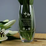 Personalised Any Message Butterflies & Flowers Design Glass Bullet Vase - Image 3