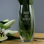 Personalised 'Mr And Mrs' Hearts Motif Glass Bullet Vase