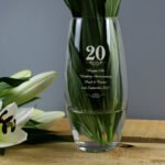 Personalised Any Message 20th Anniversary Swirls Design Glass Bullet Vase