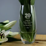 Personalised Any Message 20th Anniversary Swirls Design Glass Bullet Vase