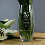 Personalised Any Message 25th Anniversary Swirls Design Glass Bullet Vase