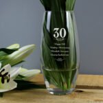 Personalised Any Message 30th Anniversary Swirls Design Glass Bullet Vase
