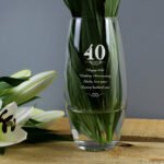Personalised Any Message 40th Anniversary Swirls Design Glass Bullet Vase