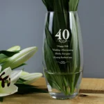 Personalised Any Message 40th Anniversary Swirls Design Glass Bullet Vase