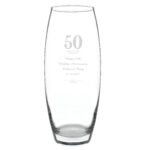 Personalised Any Message 50th Anniversary Swirls Design Glass Bullet Vase - Image 2