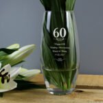 Personalised Any Message 60th Anniversary Swirls Design Glass Bullet Vase