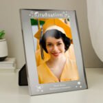 Personalised 'Graduation' Confetti Design 5x7 Portrait Mirrored Glass Photo Frame