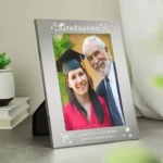 Personalised 'Graduation' Confetti Design 5x7 Portrait Mirrored Glass Photo Frame
