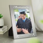Personalised 'Graduation' Confetti Design 5x7 Portrait Mirrored Glass Photo Frame - Image 2