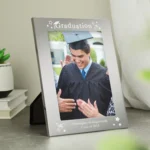 Personalised 'Graduation' Confetti Design 5x7 Portrait Mirrored Glass Photo Frame - Image 3