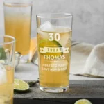 Personalised Birthday Stars & Banner Design Hi-Ball Glass Tumbler - Image 3