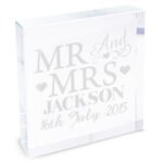 Personalised 'Mr And Mrs' Hearts Motif Crystal Glass Token - Image 3