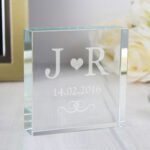 Personalised Monogram Initials Heart Motif Crystal Glass Token