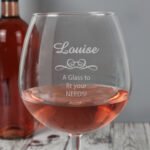 Personalised Any Message Decorative Bottle of Wine Glass - Image 3