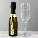 Personalised 'It's Time For Prosecco' Glass Champagne Flute & Mini Bottle of Prosecco Gift Set - Image 2