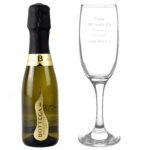 Personalised Any Message Glass Champagne Flute & Mini Bottle of Prosecco Gift Set - Image 3