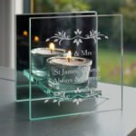 Personalised Sentiments Leaf Design Mirrored Glass Tea Light Candle Holder