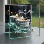 Personalised Sentiments Leaf Design Mirrored Glass Tea Light Candle Holder - Image 7