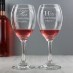 Personalised 'His Lordship & Her Ladyship' Wine Glass Set - Image 3
