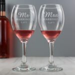 Personalised 'Mr & Mrs' Swirls Motif Wine Glass Set - Image 3