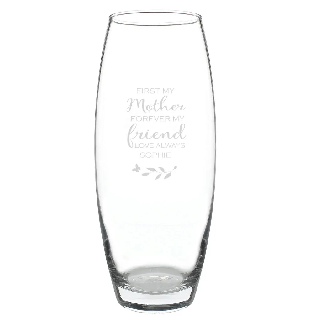 P0107D69 Personalised 'First My Mother, Forever My Friend' Glass Bullet Vase 2