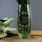 Personalised Any Message Floral Design Glass Bullet Vase - Image 2