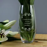 Personalised Any Message Floral Design Glass Bullet Vase - Image 2