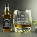 Personalised Any Message Glass Tumbler & Miniature Bottle of Jack Daniel's Whiskey Gift Set - Image 3