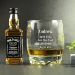 Personalised Any Message Glass Tumbler & Miniature Bottle of Jack Daniel's Whiskey Gift Set - Image 5