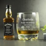 Personalised Any Message Glass Tumbler & Miniature Bottle of Jack Daniel's Whiskey Gift Set - Image 7
