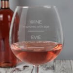 Personalised 'Wine Improves with Age' Bottle of Wine Glass - Image 3
