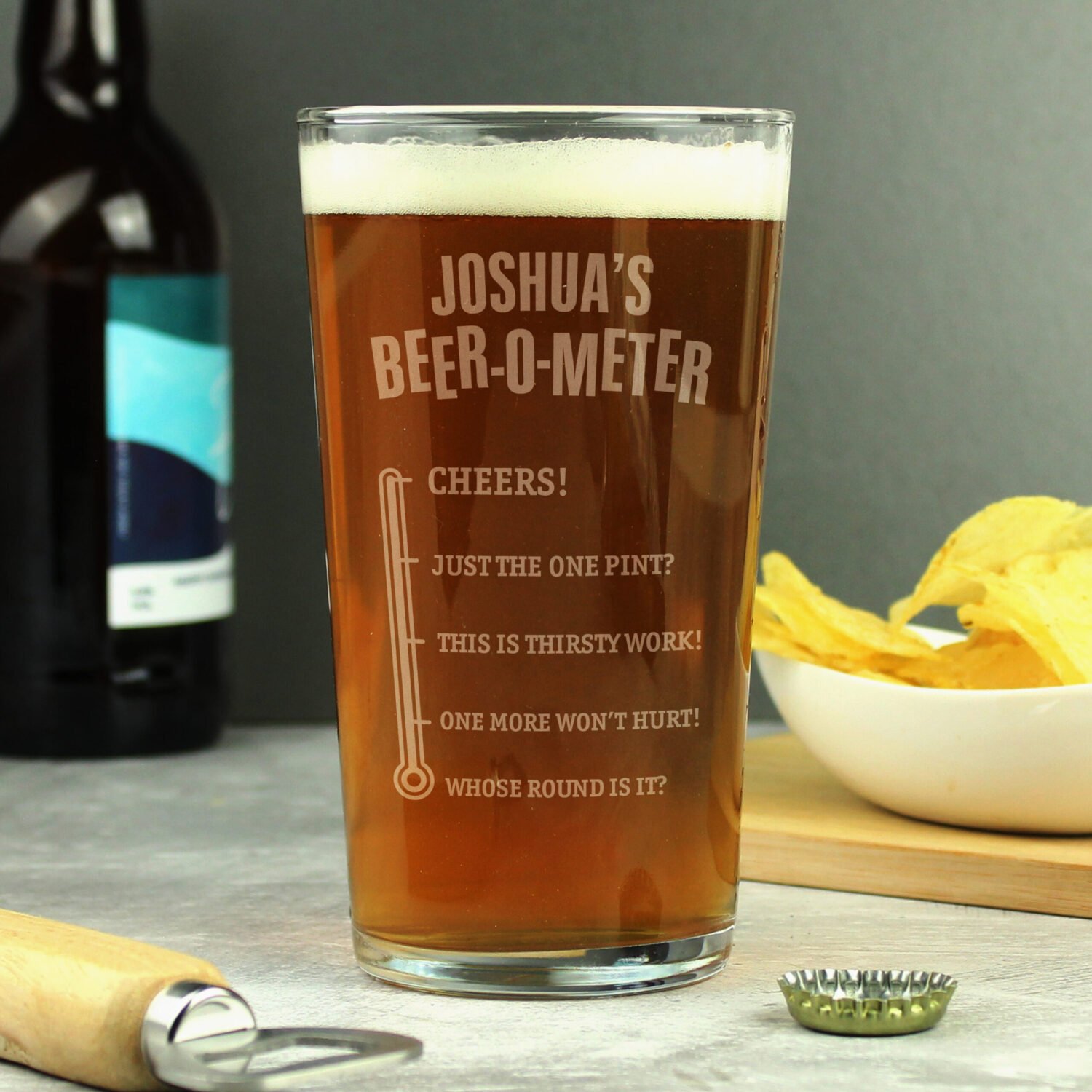 P0107E06 Personalised 'Beer-o-Meter' Pint Glass Personalised 'Beer-o-Meter' Pint Glass - Image 1