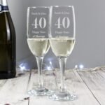 Personalised Anniversary Pair of Glass Champagne Flutes - Image 3