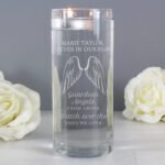 Personalised 'Guardian Angels From Above...' Angel Wings Floating Glass Tea Light Candle Holder - Image 4