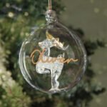 Personalised Gold Glitter Name Only Reindeer Glass Christmas Bauble