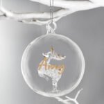 Personalised Gold Glitter Name Only Reindeer Glass Christmas Bauble - Image 3