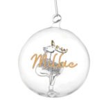 Personalised Gold Glitter Name Only Reindeer Glass Christmas Bauble - Image 4