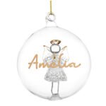 Personalised Gold Glitter Name Only Angel Glass Christmas/Memorial Bauble - Image 4