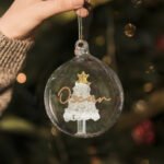 Personalised Gold Glitter Name Only Christmas Tree Glass Bauble - Image 2